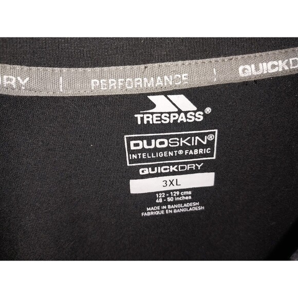 Trespass Wrenburyton Mens Long Sleeve Top with Quick Dry 3XL Black - Picture 3 of 7
